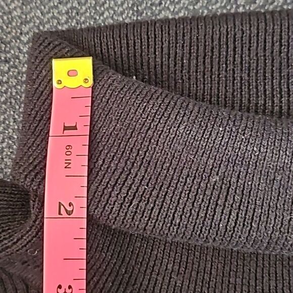 Talbots Cotton Blend Turtle Neck Pullover Ruffled Collar Sweater Black Classy L - Picture 13 of 13